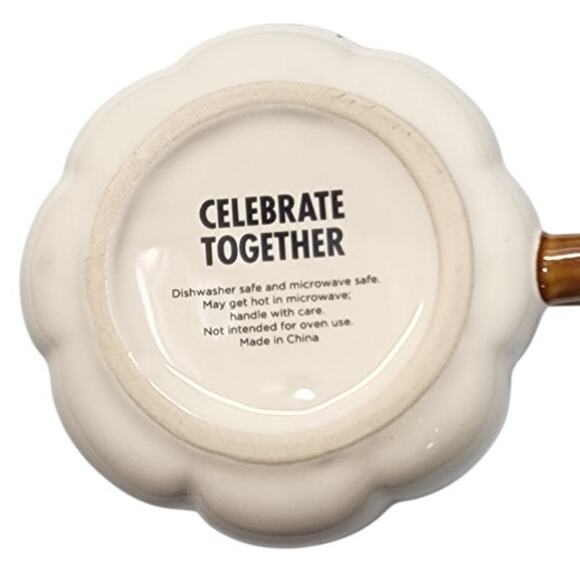 NEW Celebrate Together Fall Floral Pumpkin Figural Stoneware Coffee Hot Tea Mug - Picture 6 of 6